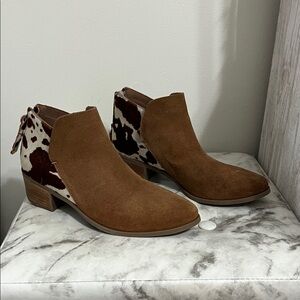 Matisse Brown Cow Print Ankle Boots